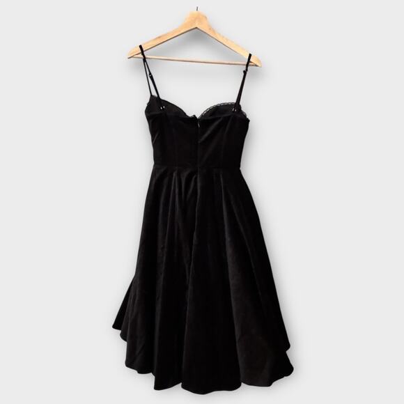 House of CB Mademoiselle Black Velvet Tulle Midi Dress Size Medium - Picture 5 of 13